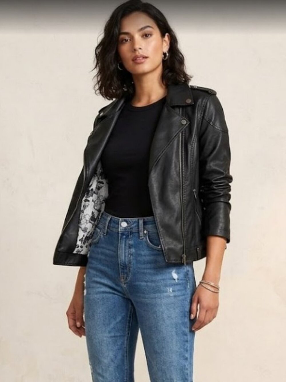 LA Coalition Brand Motorcycle Jacket - Faux Leather- Lined- Size Large